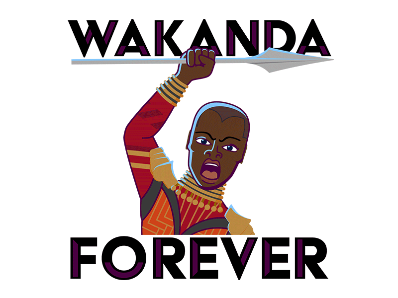 Wakanda Forever 2d after effects animation black panther character animation design disney gif illustration illustrator marvel motion sticker vector vector animation
