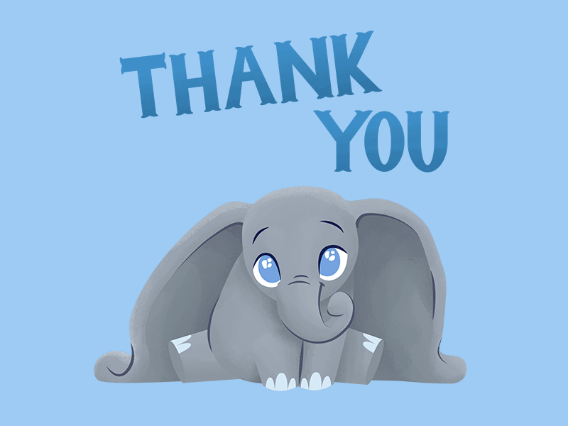 Thank You Dumbo 2d after effects animation character animation design disney gif illustration illustrator motion motion design sticker