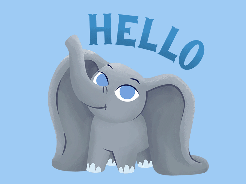 Dumbo Hello Sticker 2d after effects animation character character animation disney elephant gif hello illustration illustrator motion sticker texture vector