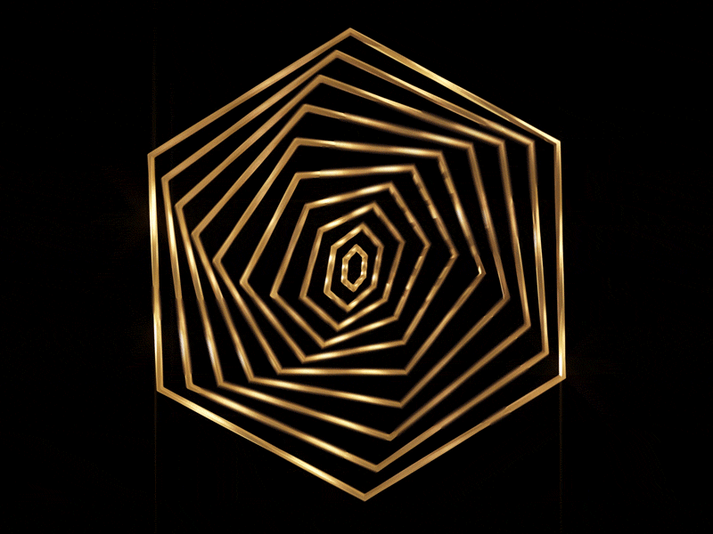 Hexatrip1 gold hexagon loop minimal mograph motiondesign