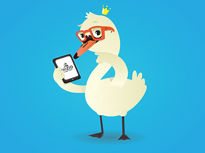 Swan illustration adam belis crown glasses illustration ilustrácia maksot mascot swan tablet