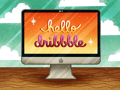 Hello, hello! clouds colourful debut hello icon illustration imac playful thanks for having me