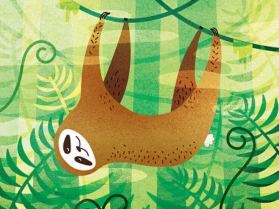 Sloth Day cute days of the week illustration illustrator jungle leaves mist pattern sloth