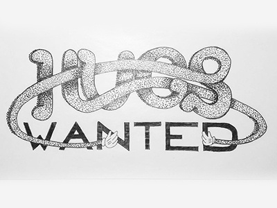 Hugs wanted dots dotwork graffiti hand drawn illustration ink lettering letters logo sketch