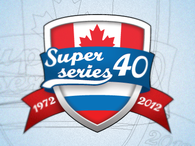40 years hockey Super Series Rus - Can canada hockey ice illustrator logo logotype russia series shield sport super vector