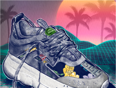 Versace Sneakers illustration branding design drawing illustration illustrator photoshop sneaker streetwear versace watercolor