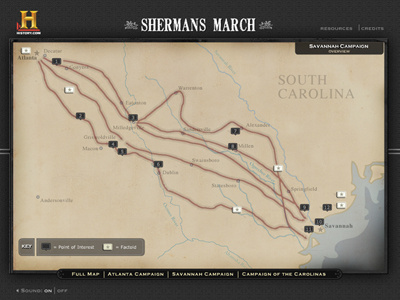 Shermans March Experience history channel map ux webite