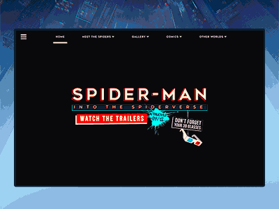 Into the Spider-Verse Homepage animation design interaction spiderman ui ux web website