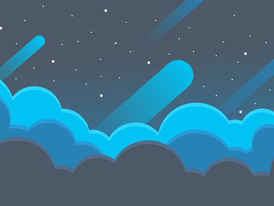 Night time dreams clouds design flat illustration night sky space stars vector
