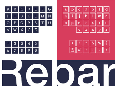 Rebar characters flat font typography vector