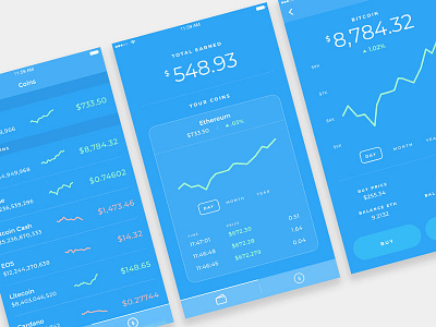 Cryptocurrency app UI