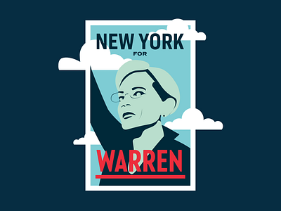 New York for Warren Poster adobe after effects adobe illustrator elizabeth warren illustrations liberty green motion graphics motion poster political poster poster design statue of liberty