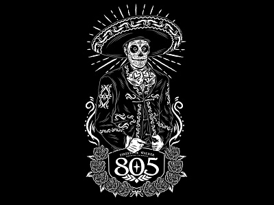 805 FIRESTONE WALKER - MARIACHI art beer charro design illustration mariachi mexico rockabilly roses skeleton skull sugarskull traditional vintage