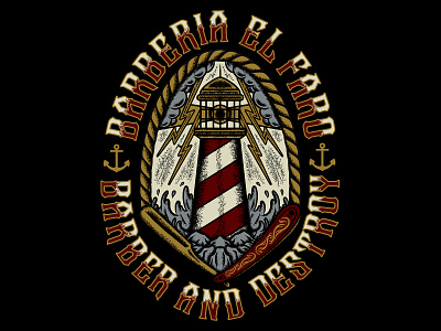 EL FARO BARBER SHOP - LOGO art branding design illustration lighthouse logo mexico skull tattoo traditional ui vintage