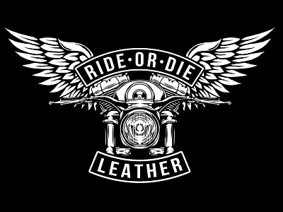 RIDE OR DIE LEATHER art design engineer illustration leather logo motorcycle rideordie winged