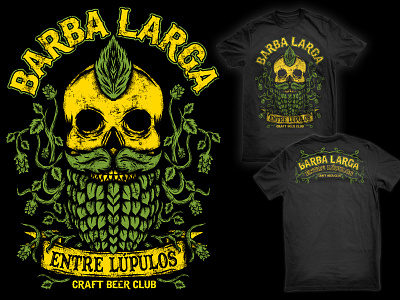 ENTRE LUPULOS - BARBA LARGA craft beer lupulus mohawk punk skull t shirt traditional vintage