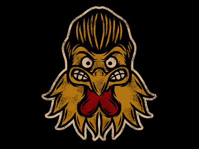 GALLO DE ORO art barbershop cartoon design illustration logo pompadour rockabilly rooster traditional vintage