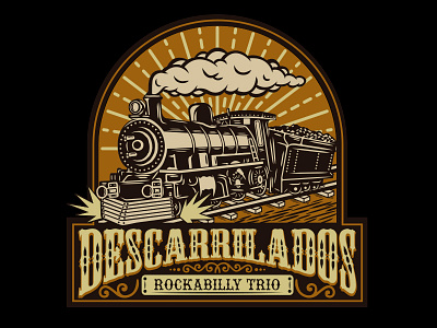 DESCARRILADOS badge design illustration logotype steam traditional train vector vintage western