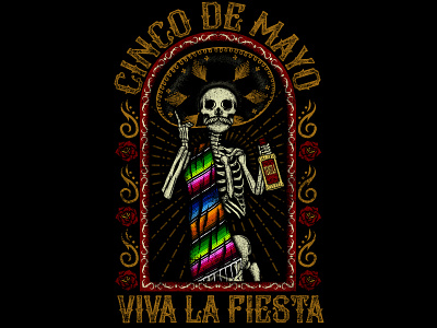 VIVA LA FIESTA art cinco de mayo design fiesta illustration mariachi mexico party skeleton skull tequila traditional viva mexico