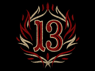 13 IS MY LUCKY NUMBER - PINSTRIPING 13 art design flames illustration logo lucky mexico pinstriping rockabilly traditional vintage