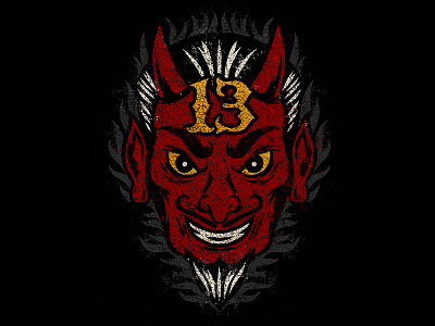 13 IS MY LUCKY NUMBER - DIABLO art devil diablo flames illustration mexico rockabilly traditional vintage