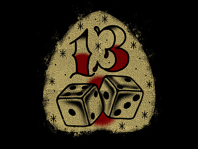 13 IS MY LUCKY NUMBER - DICE art casino design dice gambler illustration logo mexico pompadour rockabilly traditional vintage