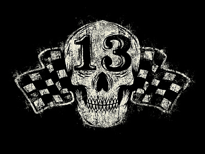 13 IS MY LUCKY NUMBER - SKULL RACING 13 art design illustration mexico motorcycle racing rockabilly skeleton skull traditional vintage