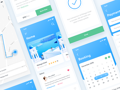 iOS Booking Hotel App app booking calendar hotel ios ios11 iphone iphone x map ui kit