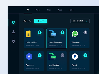 Locker App Dashboard dark dashboard desktop desktop app file lock locker photo security ui ux