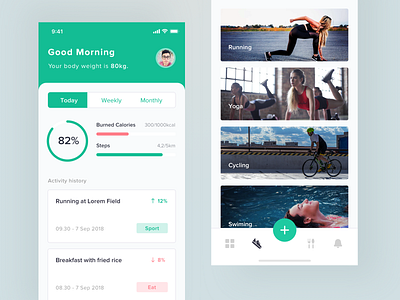 Health App activity app body clean health health app ios iphone iphone x mobile sport ui ui kit ux