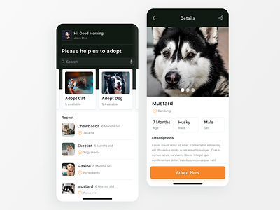 Pet Adopt App adopt animal app cat clean dog ios ios11 iphone iphone x mobile pet ui