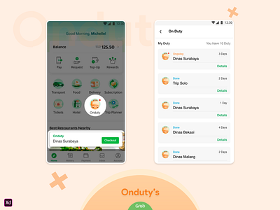 Onduty's app branding design graphicdesign illustration minimalist mobile apps typography uidesign ux