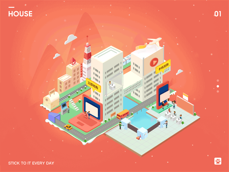 Go Home colorful gradient icons illustrations isometric landing modern page web