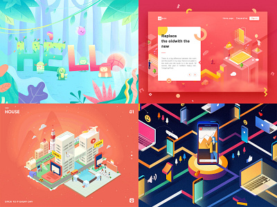 My Top4 Shots in2018 2018 animation cards colorful gradient icons illustration painting ui watercolor
