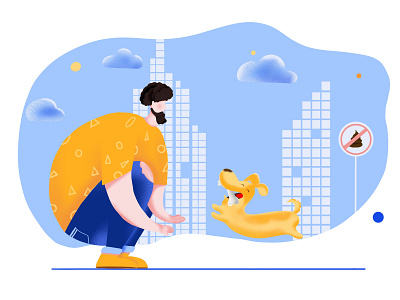 Pet Lover animation app city dog flat illustration minimal people playing proccreate ui ux vector walk web website