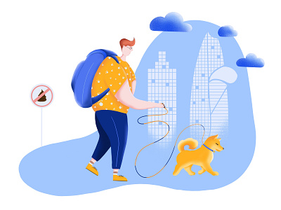 Pet Lovers animation app city dog illustration minimal people proccreate ui ux vector walk web website