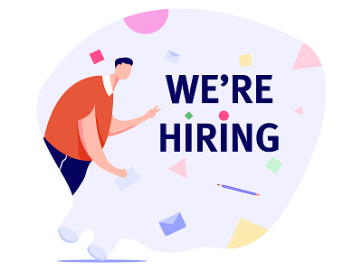 Hiring app character flat illustration minimal ui ux web