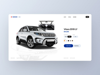 SUZUKI | UI Product Card Design black white car card cards ui clean design landing page logo minimal ui ux visual web