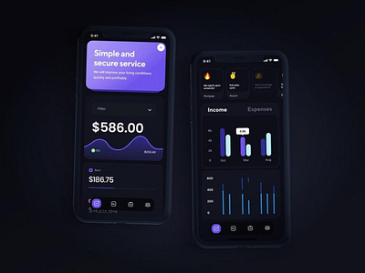 Budget Analytics | Dark Mode analytic black card clean dark dark ui forms ios minimal product purple statistic typogaphy