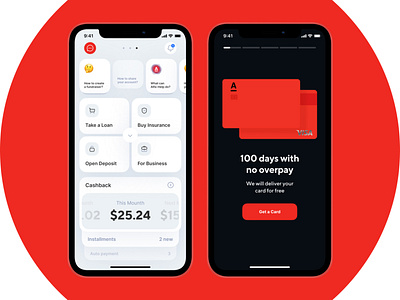 Alfa-Bank | iOS App app apple bank black card clean design ios minimal red ui ux