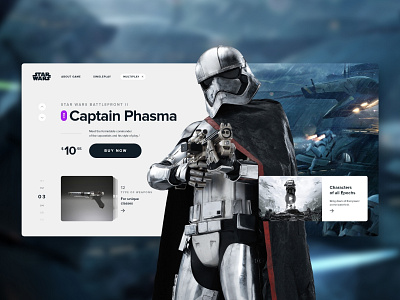 Captain Phasma DLC | Star Wars™ Battlefront™ II battlefront black white card clean design ea flat game game art minimal space star star wars store typography ui ux web