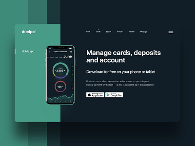 odpo | Bank art bank bank app card clean clean app dark design finance app flat ios minimal mobile app typography ui ux
