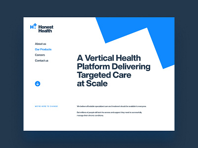 Honest Health blue clean health helvetica minimal swiss typography ui ux web
