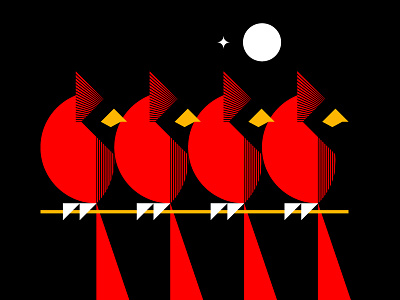 Northern Cardinal bird bird illustration birds logo cardnial design geometric geometric art geometric illustration icon illustration logo moon night night illustration red bird simple simple illustration start