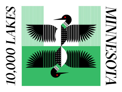 Bird Series: Common Loon bird black black white design feathers green icon illustration lakes lines logo loon minnesota pattern polkadot red reflection simple stripes water