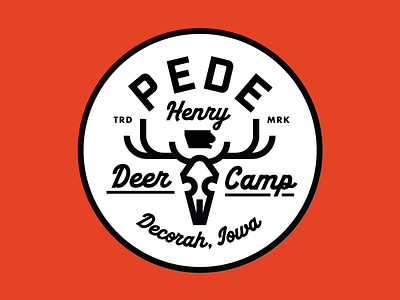 Hunting Patch badge design deer deer logo hunting illustration iowa line art logo orange patch skull vector