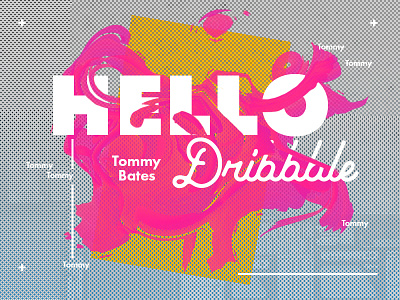 HELLO!!!! abstract color debut disjointed text dribbble halftone hello illustrator liquid photoshop poster