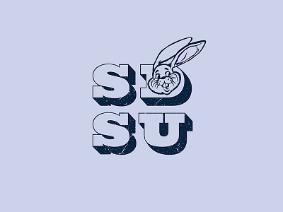 SDSU Vintage 3d illustration logo old rabbit retro shirt south dakota thick type vintage