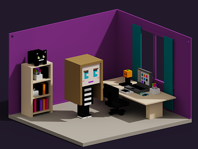 Catalina and Merlina character game art gameart magicavoxel qubicle voxel voxelart