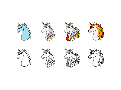 Unicorn Illustrations flowers graphic design illustration unicorn
